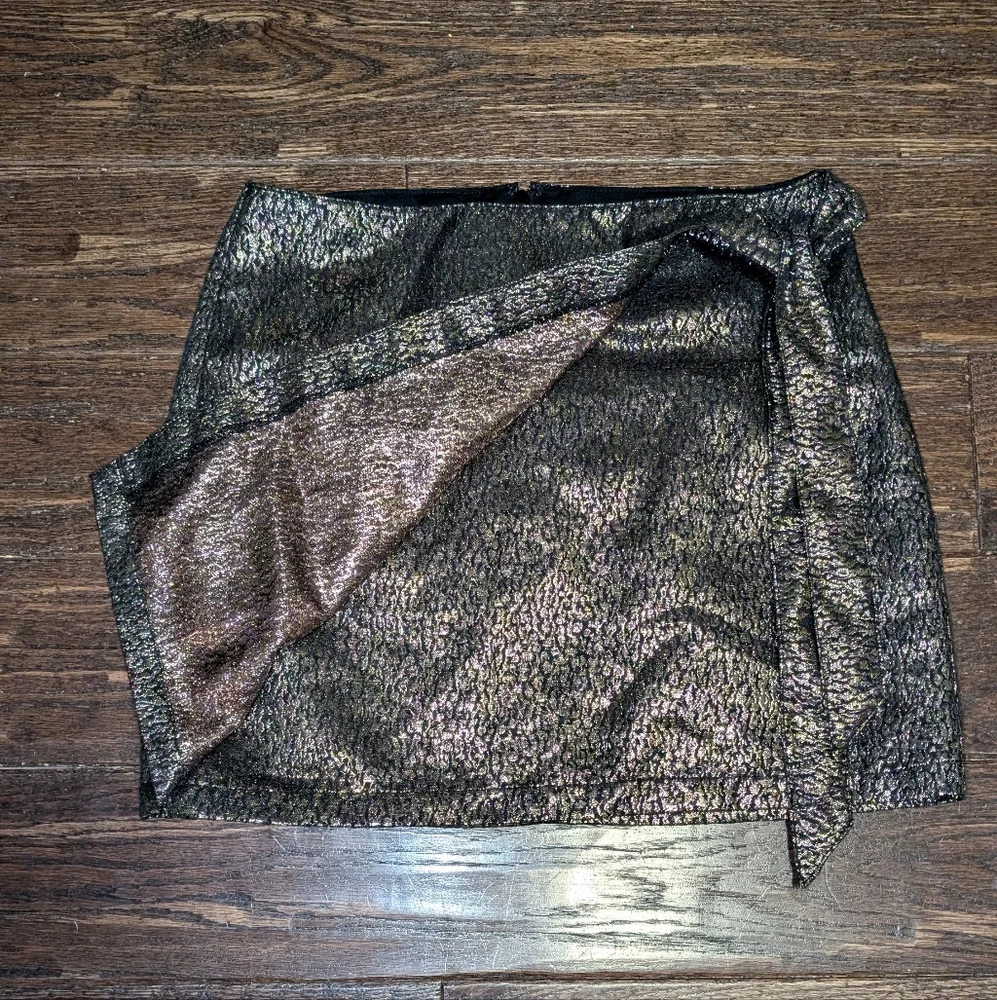 Express Skirt Mini Wrap Metallic Gold and Pink
